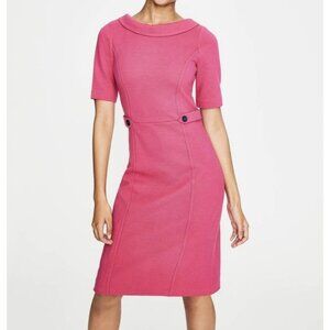 Boden Women’s Betty Ottoman Dress Size 10 R Hot Pink Stretch Lined Knee Short Sl